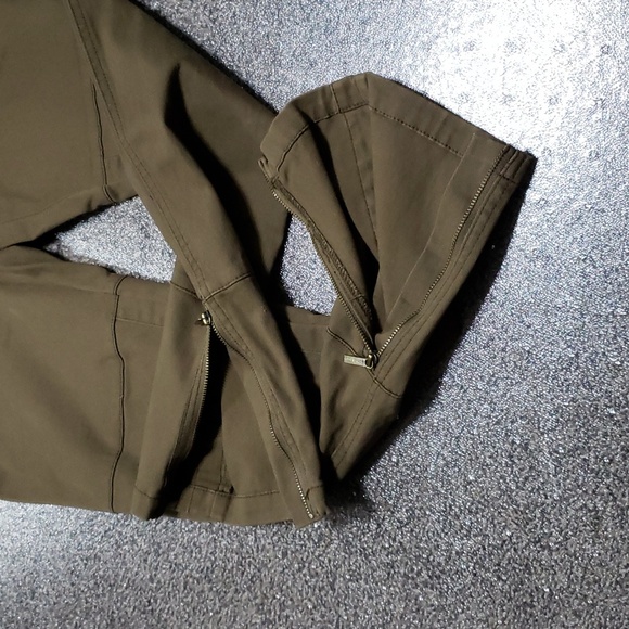 Michael Kors Olive Green Gold Zipper Cuff Pants Size 6 - Picture 7 of 16